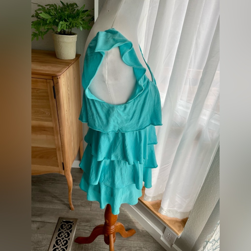Express Turquoise Ruffled Tank Top- Size Small - Picture 6 of 8